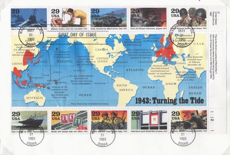 1993 US - Sc2765 FDC World at War - 1943 Turning the Tide SS